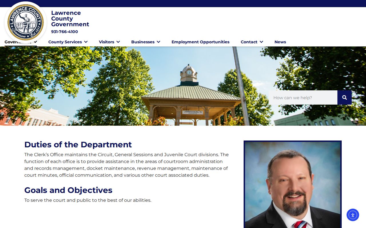 Official Lawrence County Circuit Court Clerk page used to route local criminal case record questions
