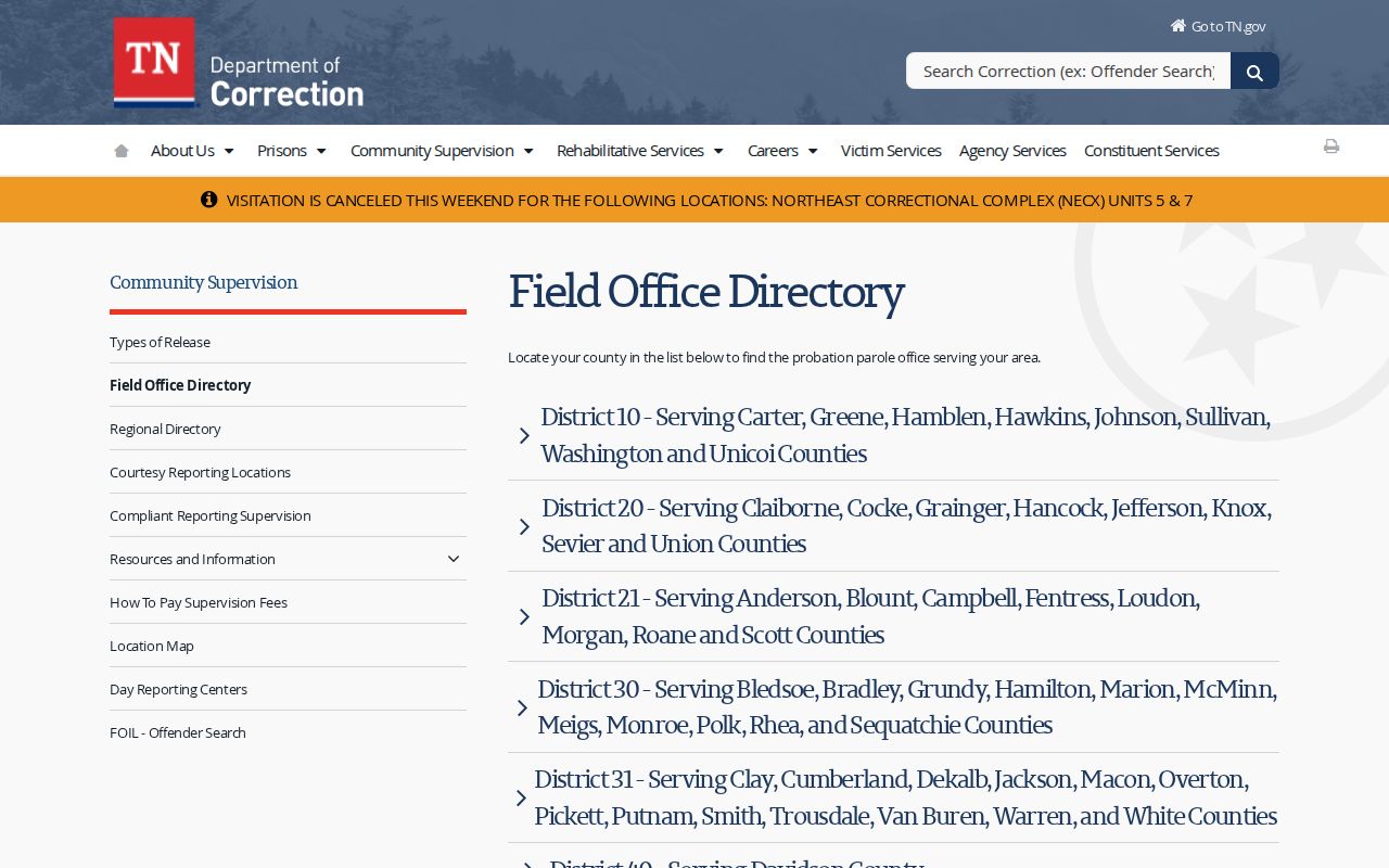 Lawrence County parole and probation District 51 office directory